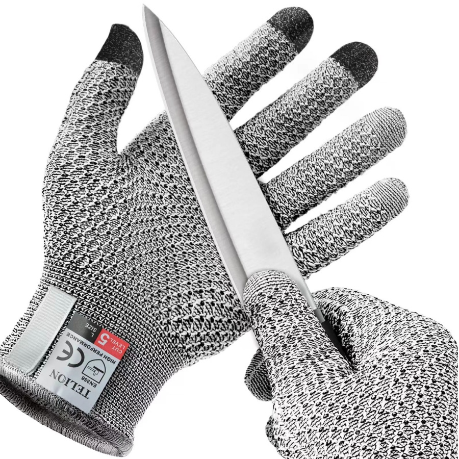 Home Security Measures - ถุงมือทำงานกันบาดระดับ 5 ถุงมือหน้าจอสัมผัสสำหรับการตัดเนื้อ ทำความสะอาดปลา ถุงมือป้องกัน HPPE