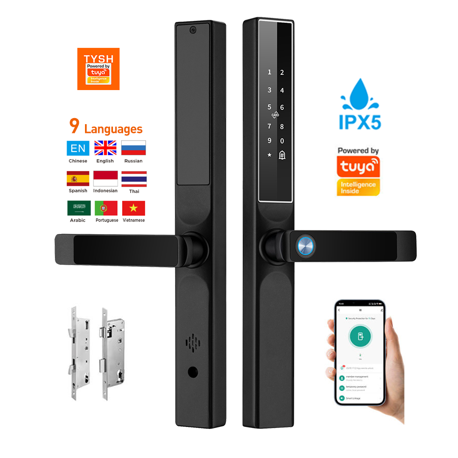 Home Security Electronics - แอป Tuya ล็อคประตูด้วยลายนิ้วมือ รหัสผ่าน บัตรกุญแจ ล็อคประตูอัจฉริยะ