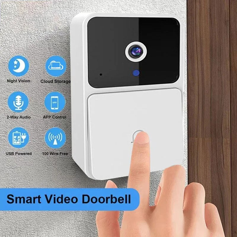 Home Security Features - กริ่งประตูวิดีโอไร้สายอินเตอร์เน็ตไร้สายเพื่อความปลอดภัยภายในบ้าน - กล้อง HD, การมองเห็นตอนกลางคืน, อินเตอร์คอมแบบสองทางและคุณสมบัติการเปลี่ยนเสียง