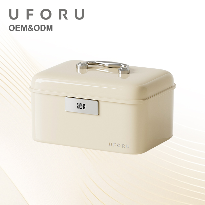 Home Security Officer - กล่องเก็บของแบบมีด้ามจับ UFORU พร้อมระบบล็อค, กล่องเก็บของสองชั้นขนาดใหญ่, เหมาะสำหรับใช้ในบ้านและสำนักงาน