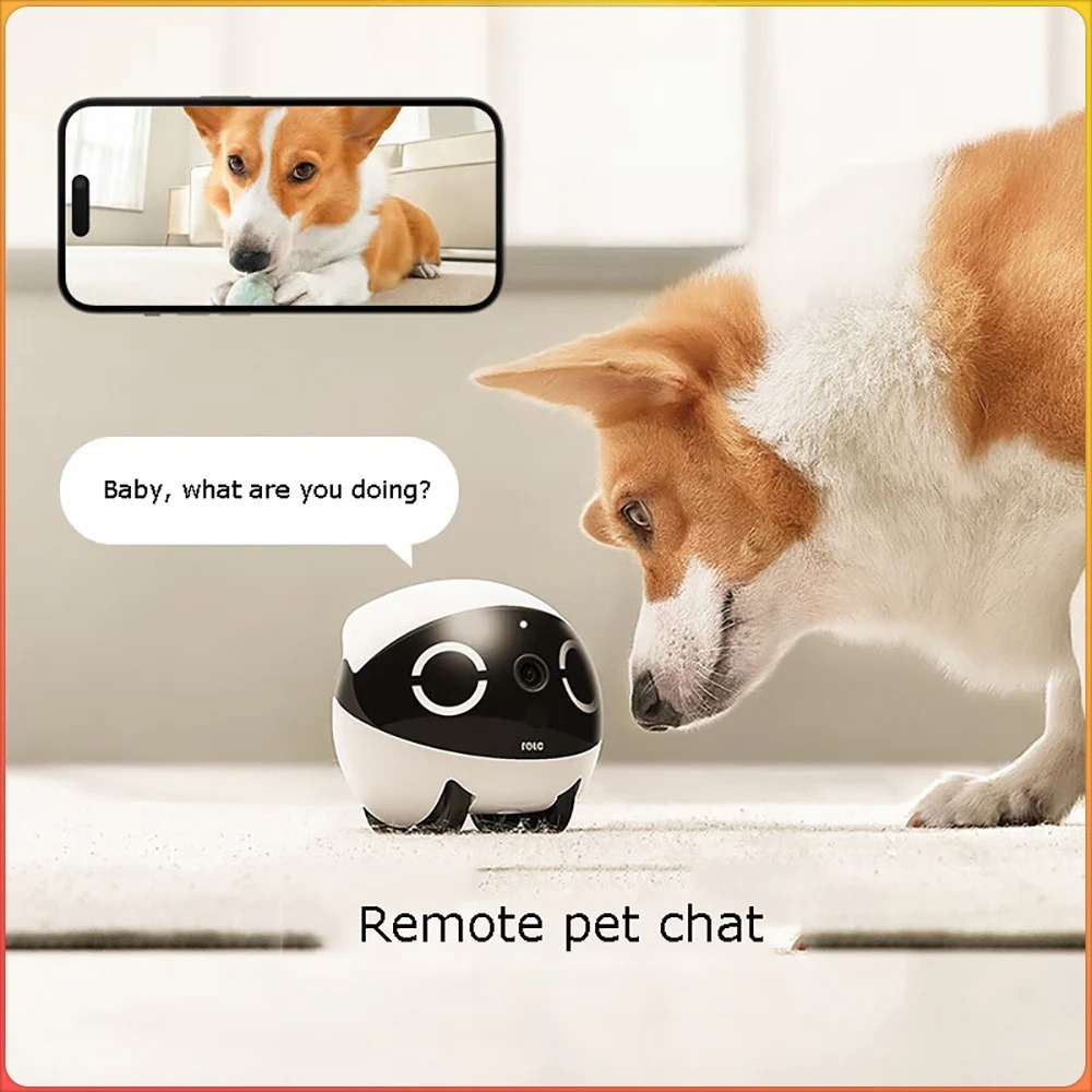 Home Security Robots - หุ่นยนต์สัตว์เลี้ยงขนาดเล็ก ดีไซน์ทรงกระบอก ควบคุมแบบเรียลไทม์ พร้อมกล้องมองกลางคืน 2K เพื่อความปลอดภัยในบ้าน